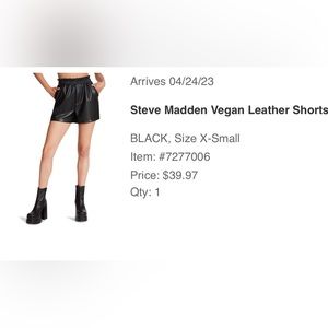 Steve Madden Vegan Leather Shorts (XS)